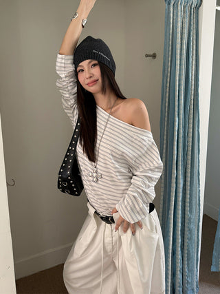 striped pleat top