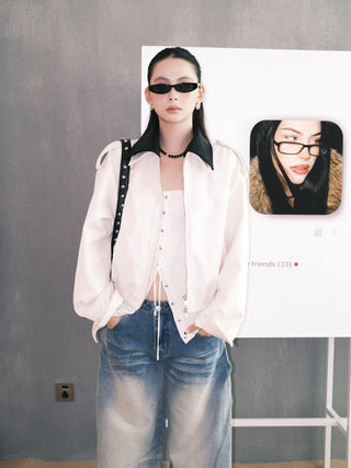 contrast lapel jacket