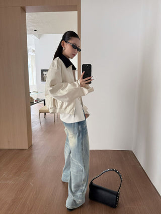 contrast lapel jacket