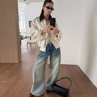 contrast lapel jacket