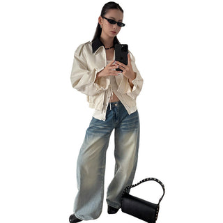 contrast lapel jacket