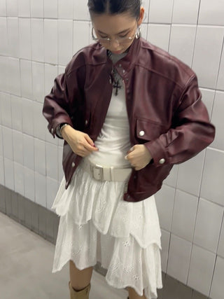 washed stand collar jacket