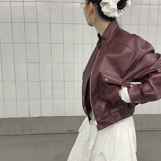 washed stand collar jacket