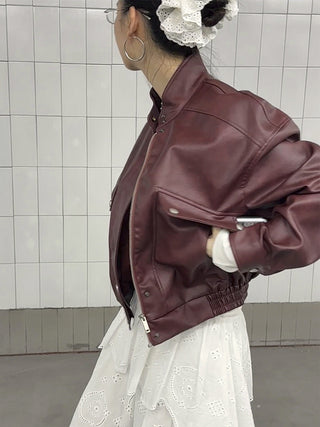 washed stand collar jacket