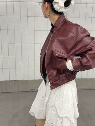 washed stand collar jacket
