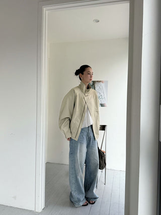 lapel leather coat