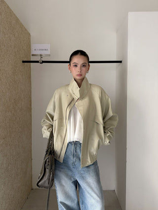 lapel leather coat