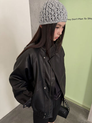 lapel leather coat