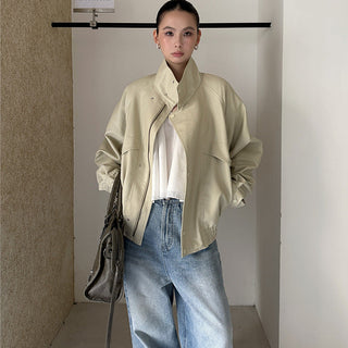 lapel leather coat