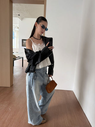washed pocket jeans