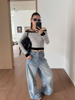 washed pocket jeans