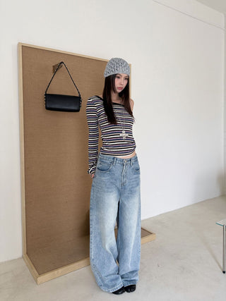 washed pocket jeans
