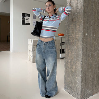 washed pocket jeans