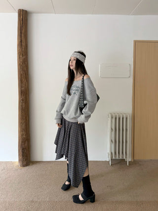 plaid lace skirt