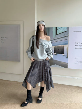 plaid lace skirt