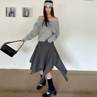 plaid lace skirt