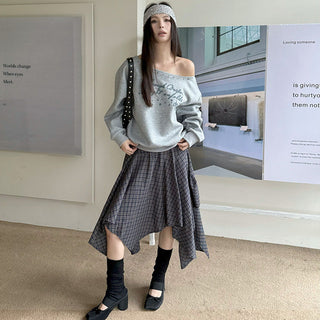 plaid lace skirt