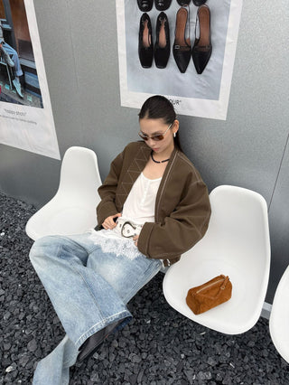 contrast grain jacket