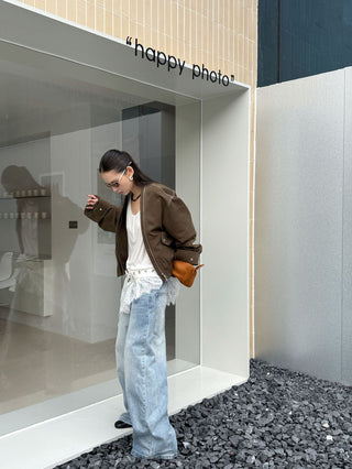 contrast grain jacket