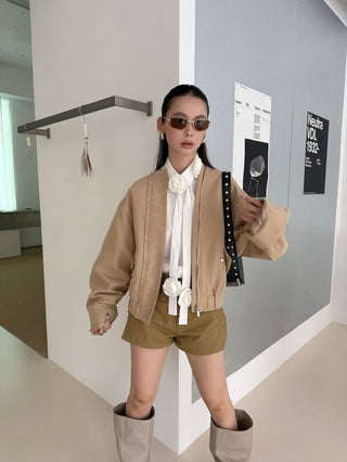 contrast grain jacket