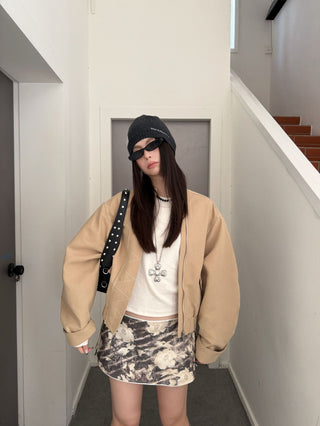 contrast grain jacket