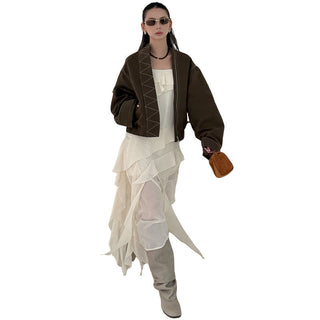 contrast grain jacket