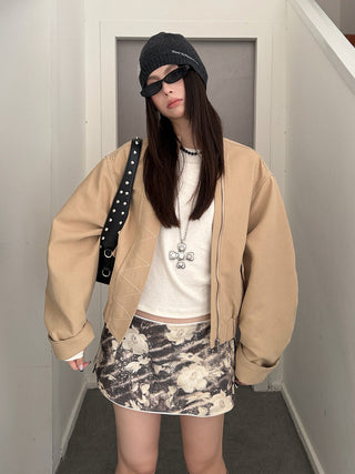 contrast grain jacket