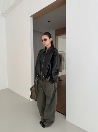 plaid leather coat