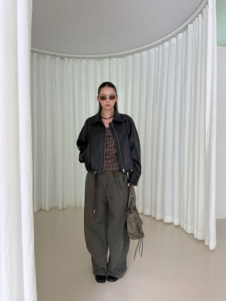 plaid leather coat