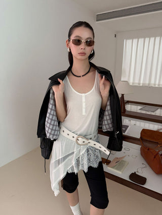 plaid leather coat
