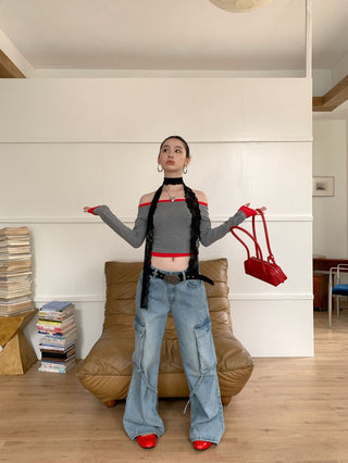 contrast shoulder tops