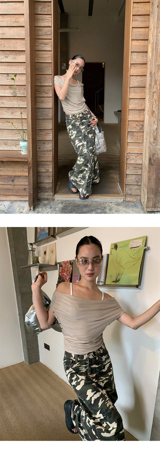 camouflage denim skirt