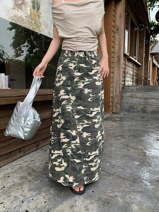 camouflage denim skirt