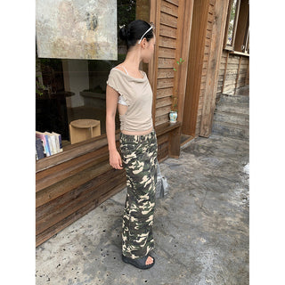 camouflage denim skirt