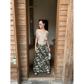 camouflage denim skirt