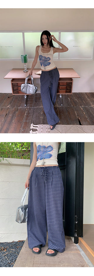 drawstring plaid pants
