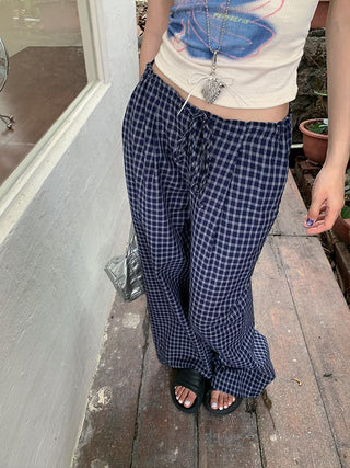 drawstring plaid pants