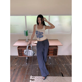 drawstring plaid pants