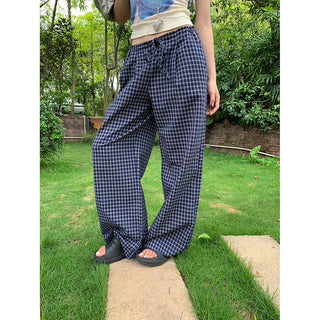 drawstring plaid pants