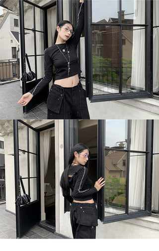 hollow backless tops