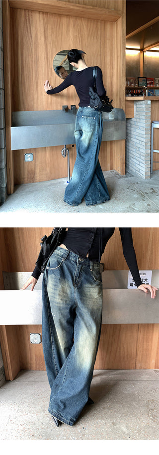 pleating wide jeans