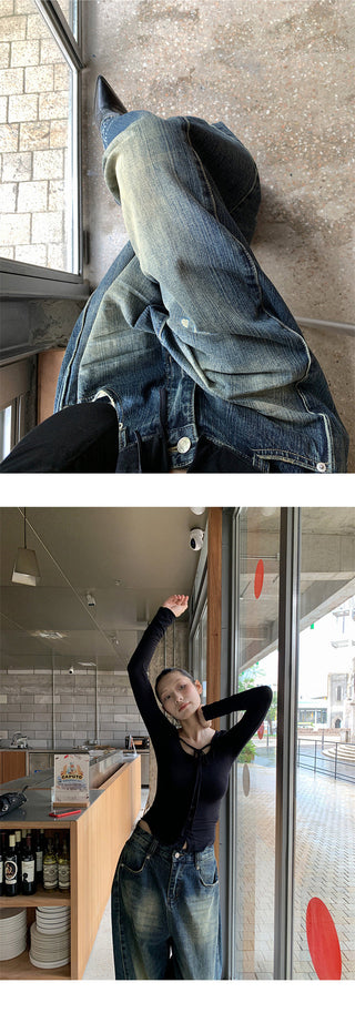 pleating wide jeans