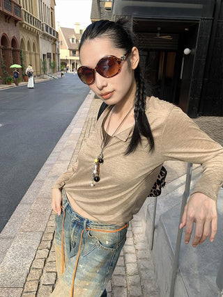polo collar tops