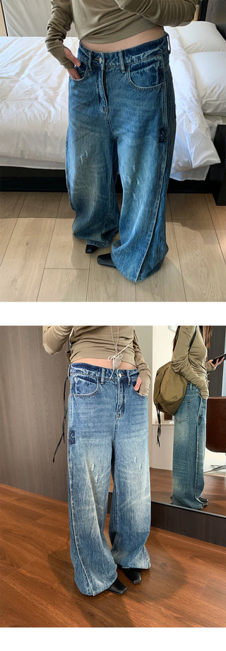 stitch tie-dyed jeans