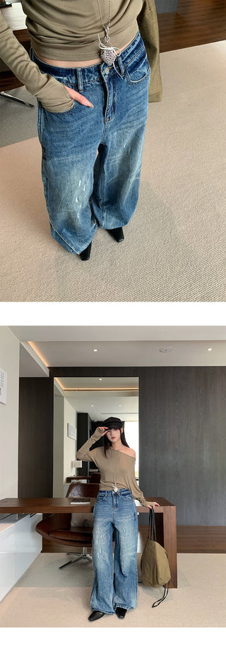 stitch tie-dyed jeans