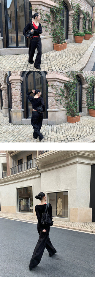 pleating wide jeans