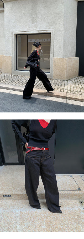 pleating wide jeans