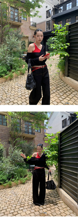 pleating wide jeans