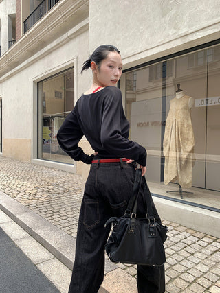 pleating wide jeans