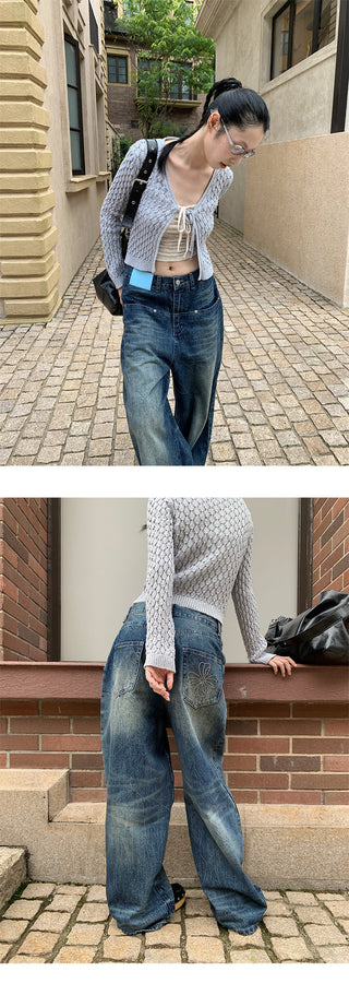 tie-dyed wide jeans